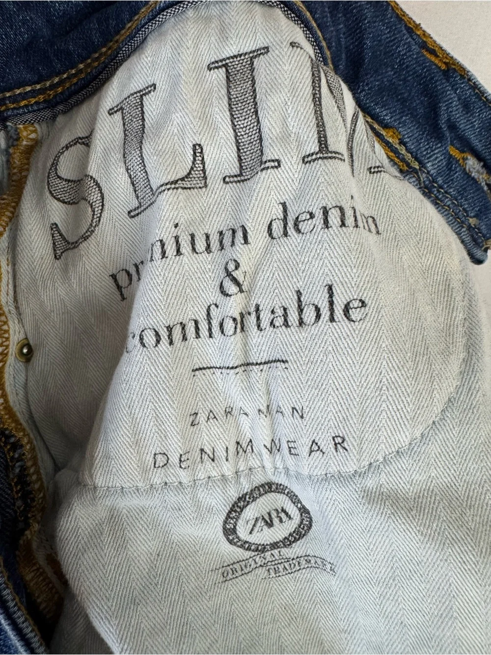 Zara Men Slim Straight Jeans in Blue Wash